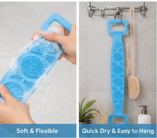 Long Silicone Body Back Scrubber Belt For Bath