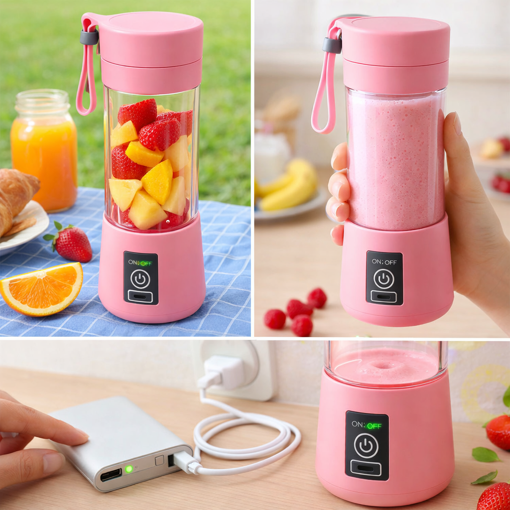 Portable USB Electric Juicer – 6-Blades Protein Shaker Blender Cup (380 ML)