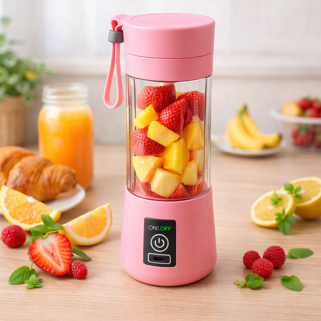 Portable USB Electric Juicer – 6-Blades Protein Shaker Blender Cup (380 ML)
