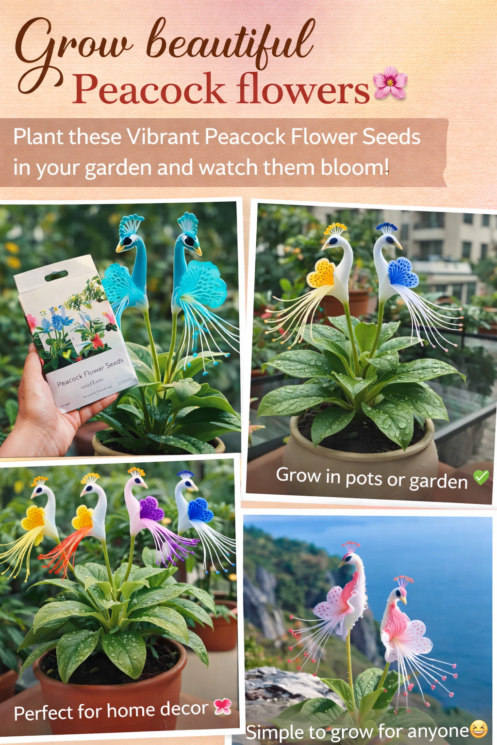 Vibrant Peacock Flower Seeds Pack of 1