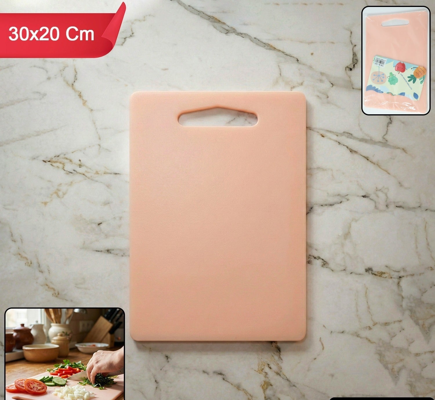 Plastic Chopping Board With Handle (30x20 Cm)