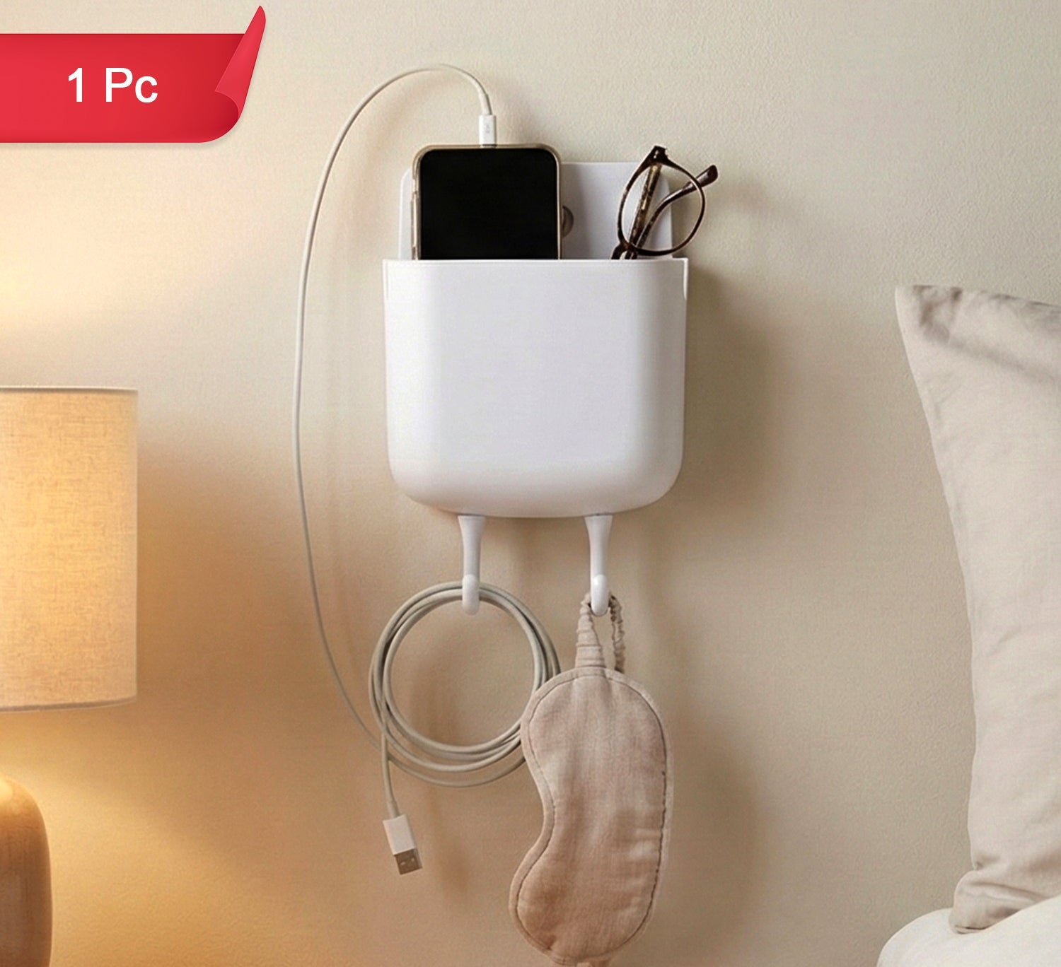 Multi-purpose Plastic Wall Mounted Mobile Charging Holder (1 Pc)