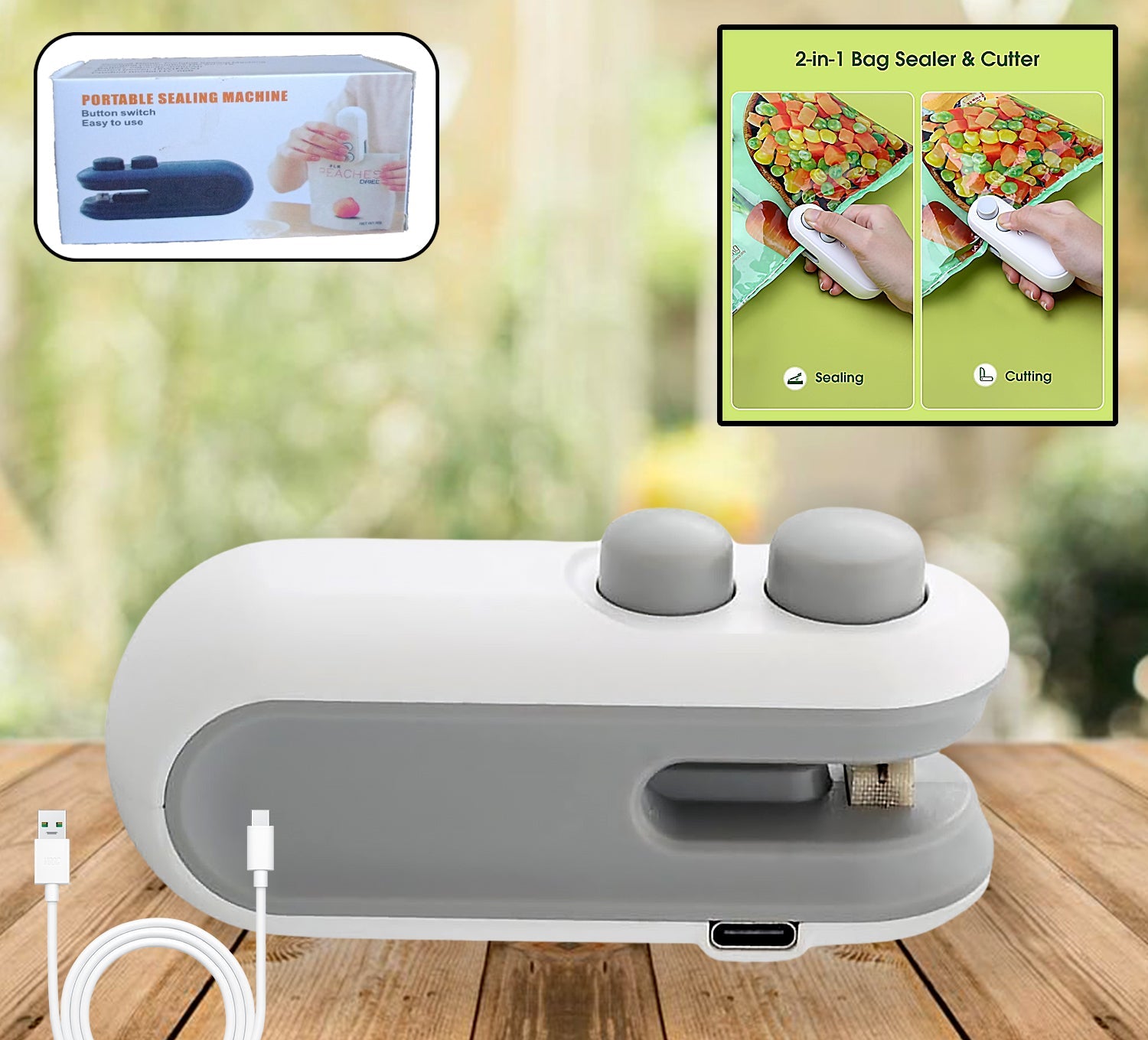 17865 Mini Bag Sealer 2 In 1 Seal  Cutter Heat Sealers Type-c Usb Charging Portable Bag Reseller Handle Food Sealer Sealing Machine For Food Storage Plastic Bags Snacks Keep Food Fresh