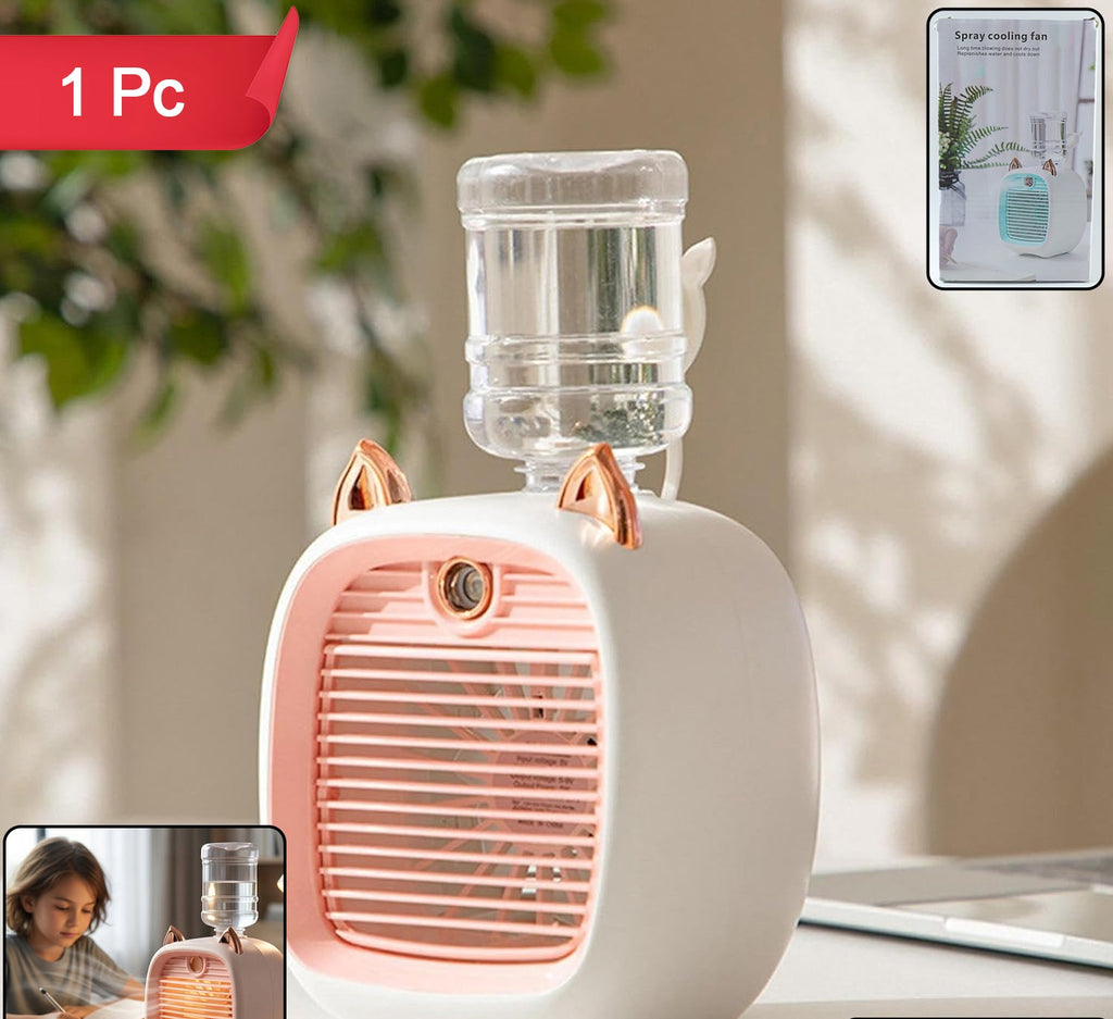 Portable Mini Air Cooler Fan With Spray Mist Function (1 Pc)