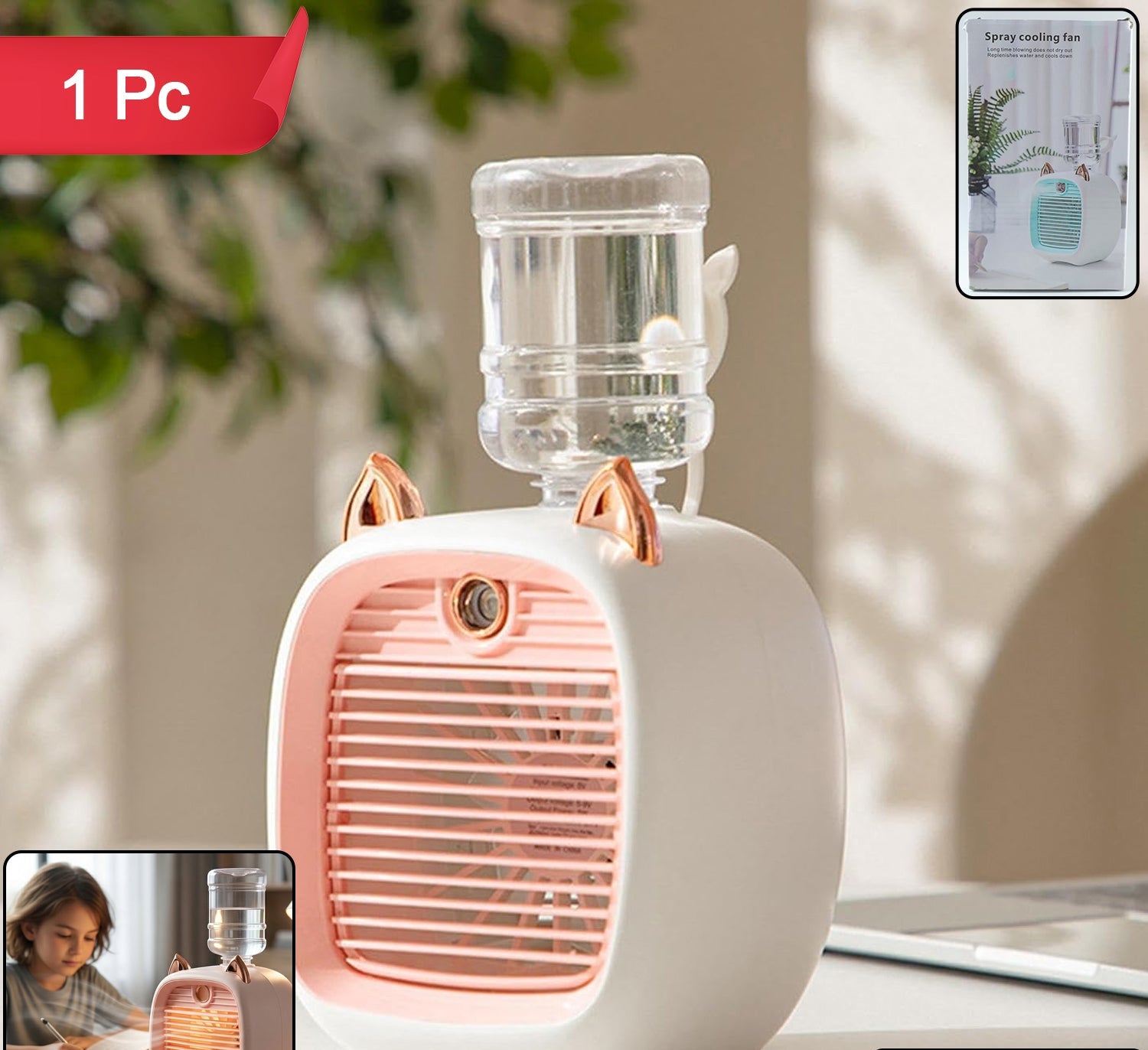Portable Mini Air Cooler Fan With Spray Mist Function (1 Pc)