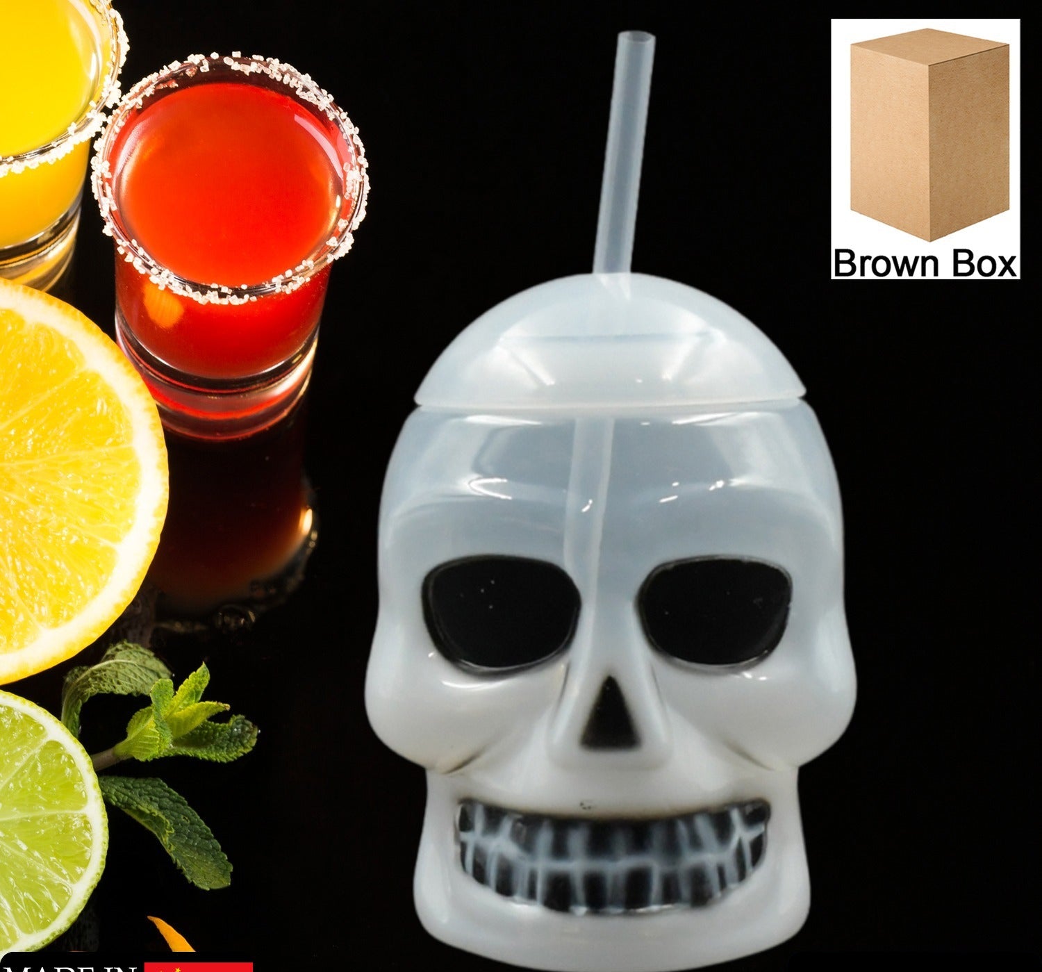 0287 Ghost Face Bottle Water Bottle Drinking Cup With Lid And Straw Party Favors Summer Hawaiian And Beach Party Decorations For Kids Adults With Brown Box(1 Pc)