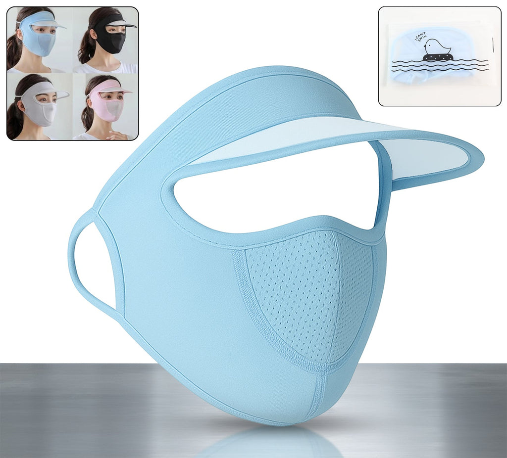 Womens Full Face Uv Protection Cap With Built-in Mask And Wide Brim Visor  Breathable (1 Pc)