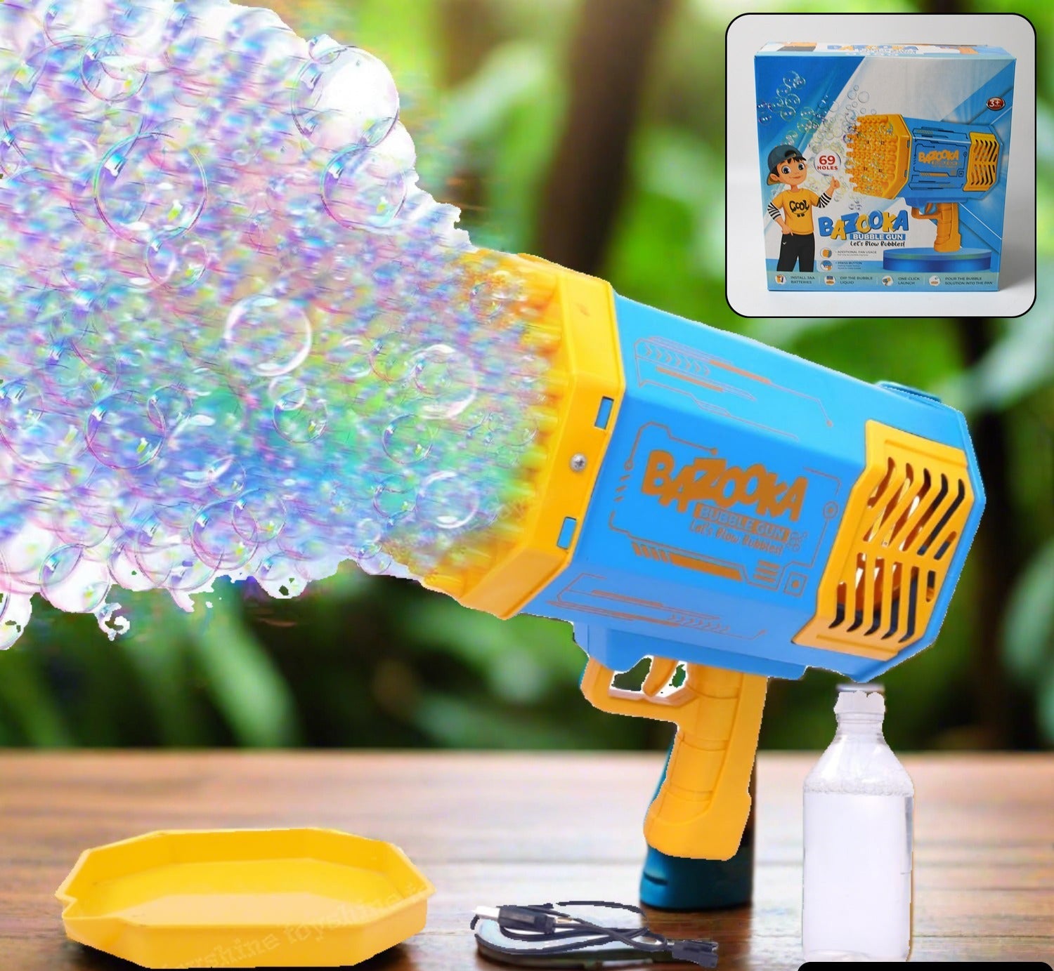 17923 69 Holes Big Rechargeable Powerful Machine Bubble Gun Toys For Kids Adults Bubble Makers Big Rocket Boom Bubble Blower Best Gifts